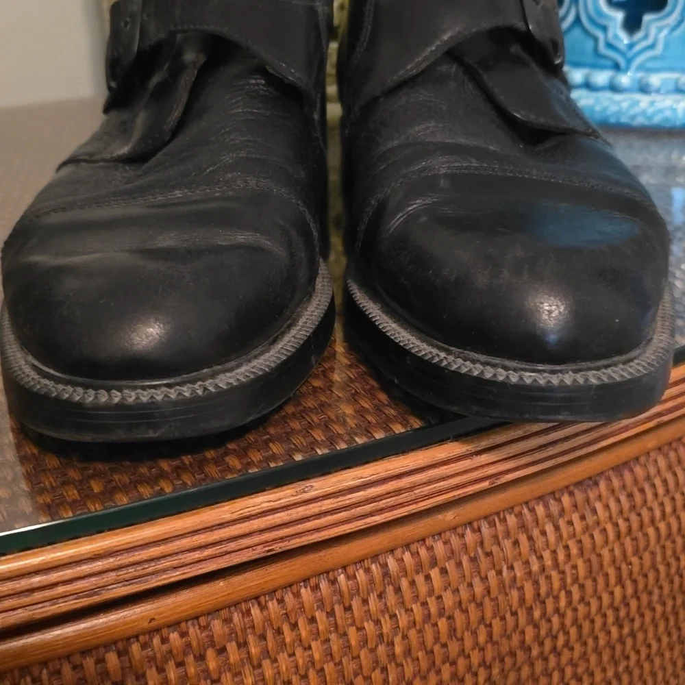 Carlo Morandi Vintage Men's Black Leather Buckle Shoes Size 9.5